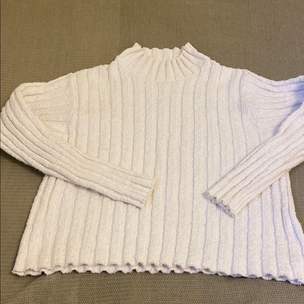L.L.Bean Cozy White Ribbed Sweater